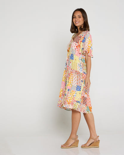 Tamblyn Dress - Lemon Floral Collage
