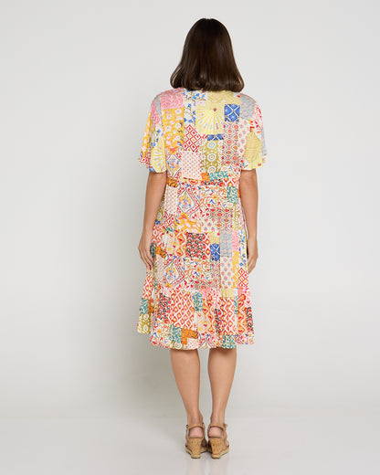 Tamblyn Dress - Lemon Floral Collage