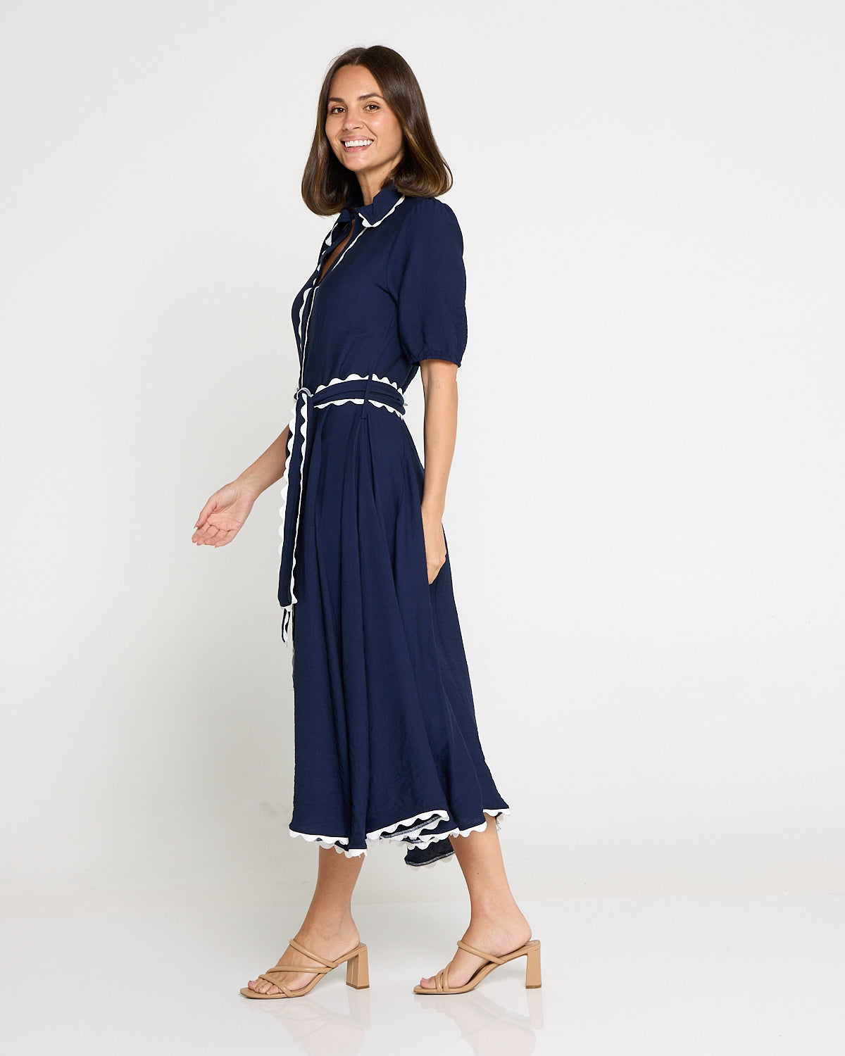 Lowen Ric Rac Shirt Dress - Navy