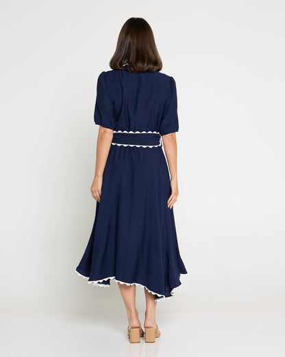 Lowen Ric Rac Shirt Dress - Navy