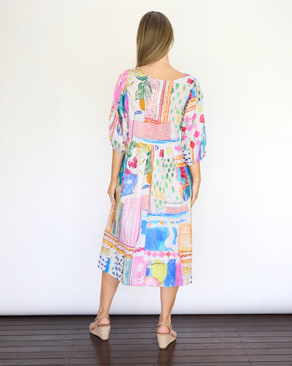 Shannon Cotton Dress - Coastal Watercolour