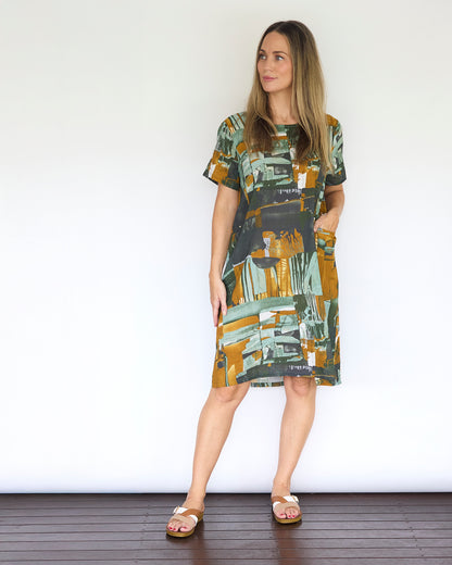 Eleanor Cotton Dress - Golden Hour Forest