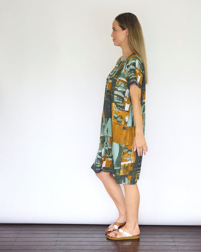 Eleanor Cotton Dress - Golden Hour Forest