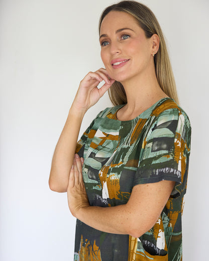 Eleanor Cotton Dress - Golden Hour Forest