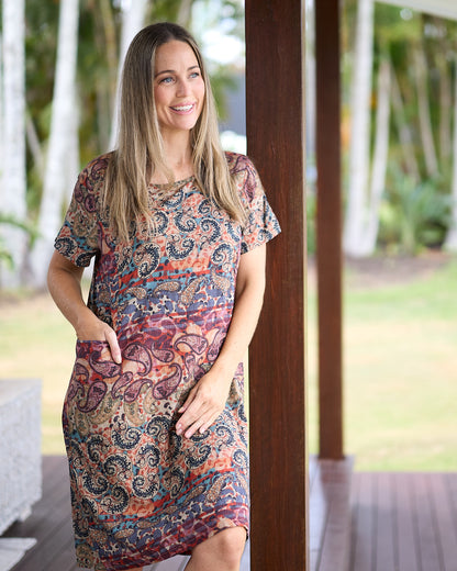 Eleanor Cotton Dress - Earthen Paisley