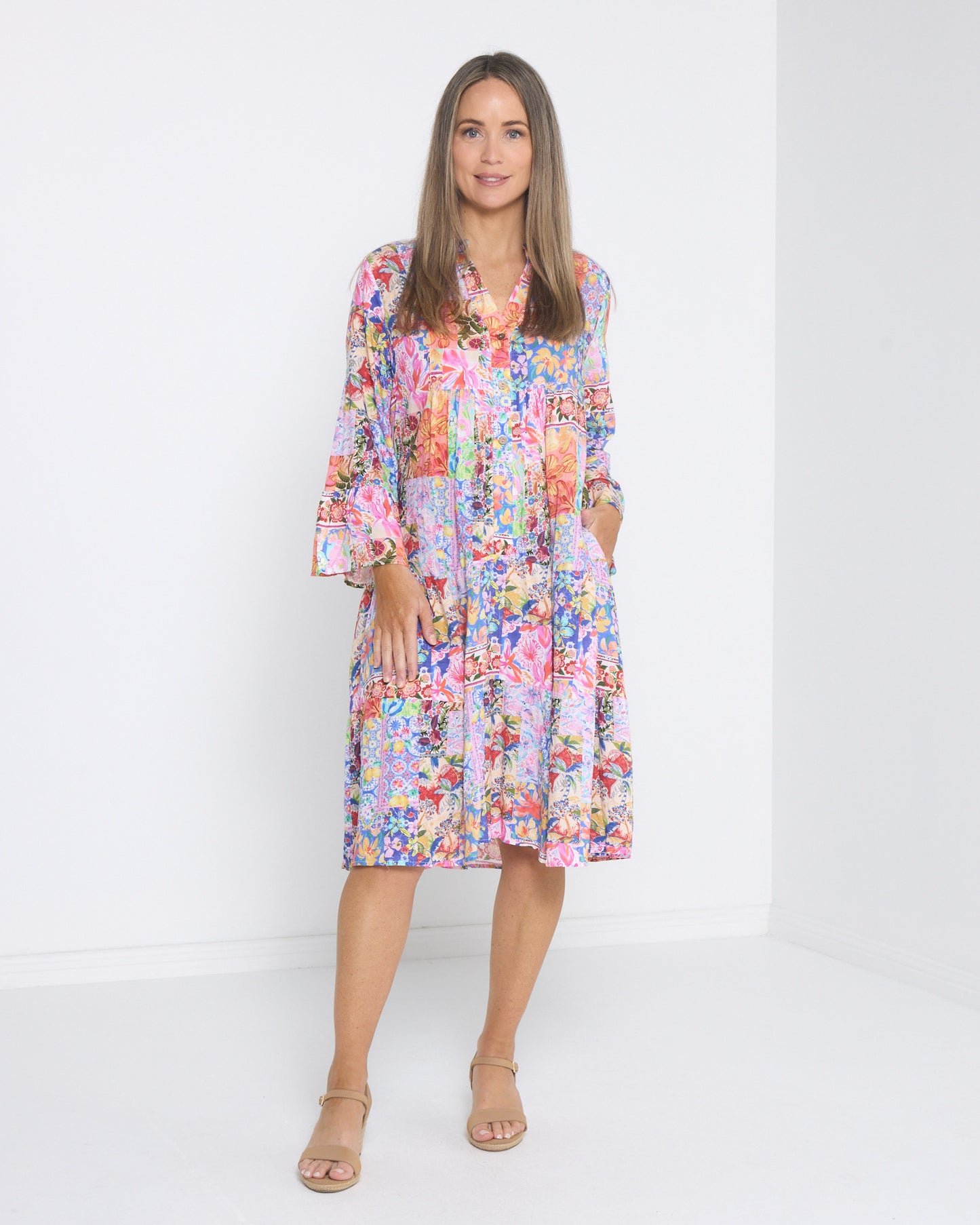 Swanston Cotton Dress - Jewel Patchwork