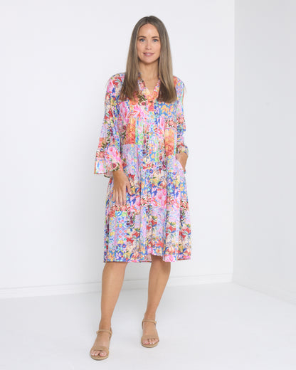 Swanston Cotton Dress - Jewel Patchwork