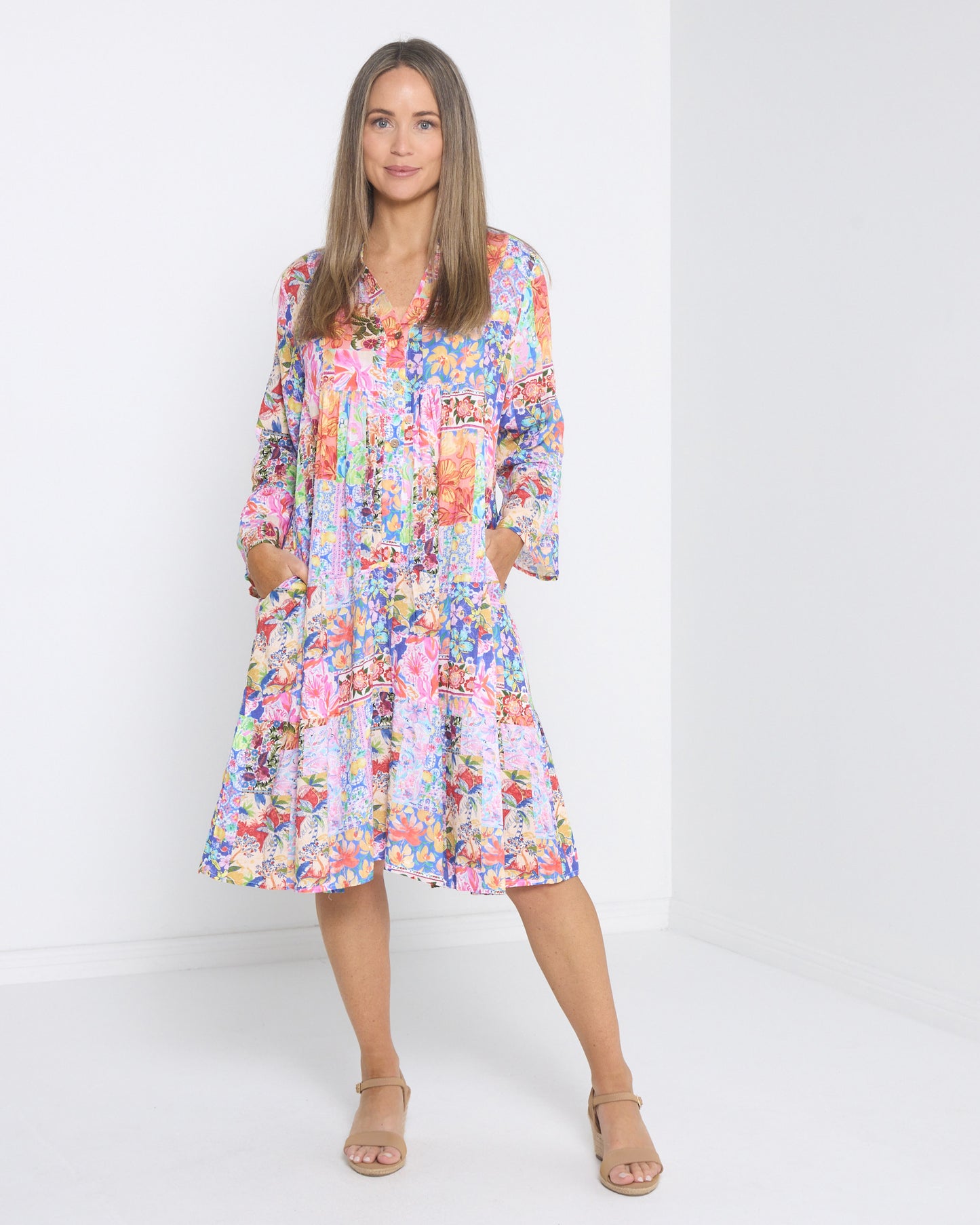 Swanston Cotton Dress - Jewel Patchwork