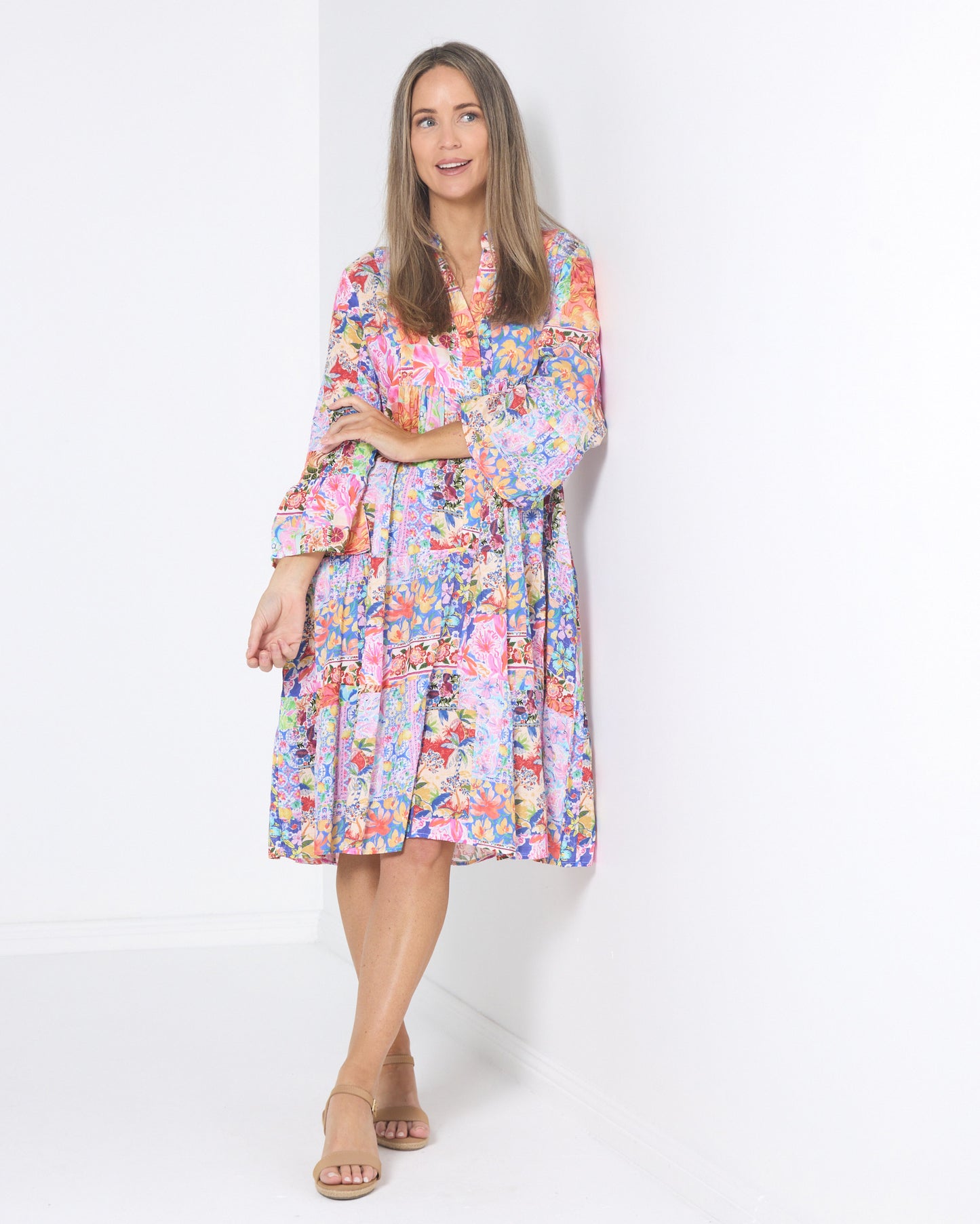 Swanston Cotton Dress - Jewel Patchwork