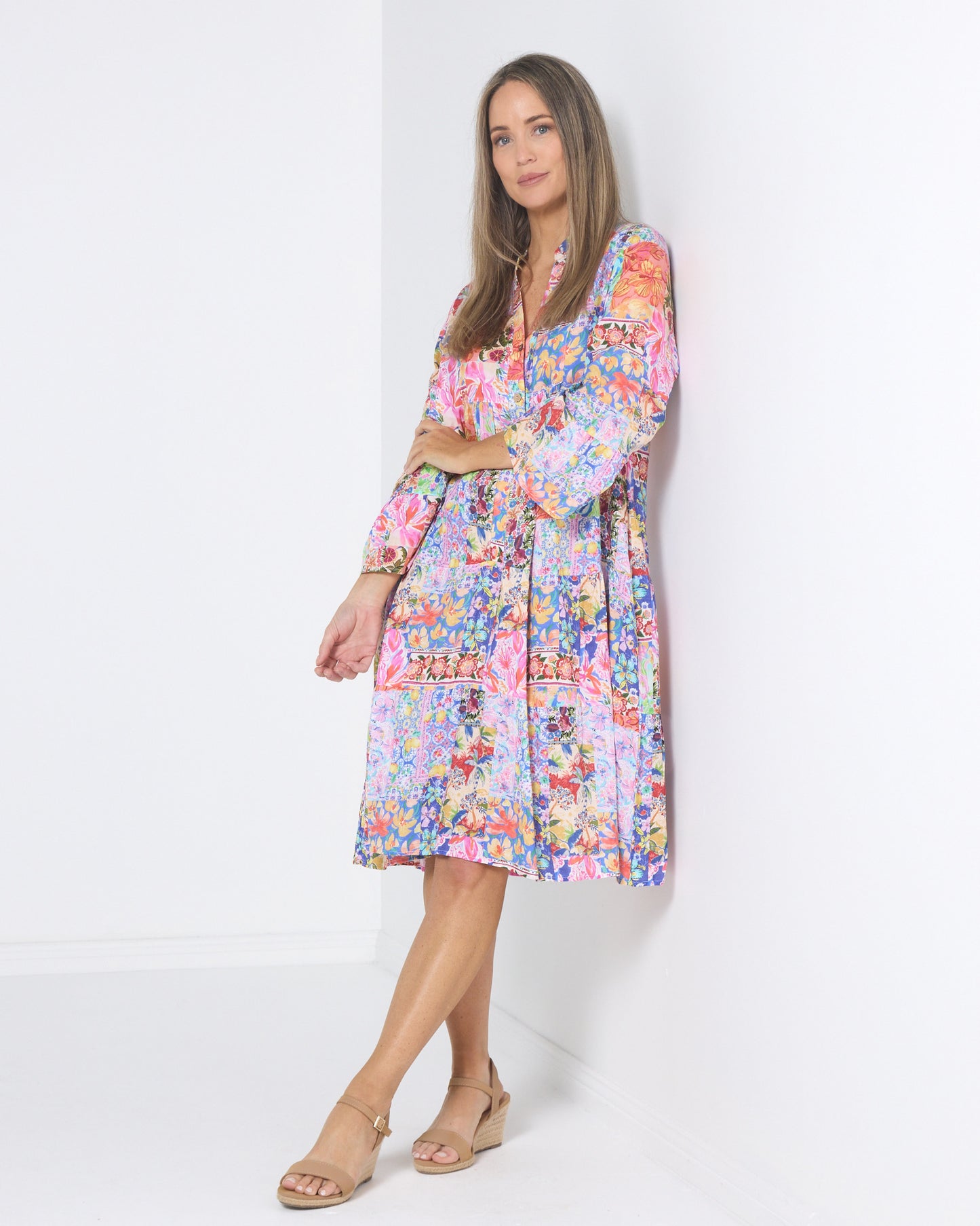 Swanston Cotton Dress - Jewel Patchwork