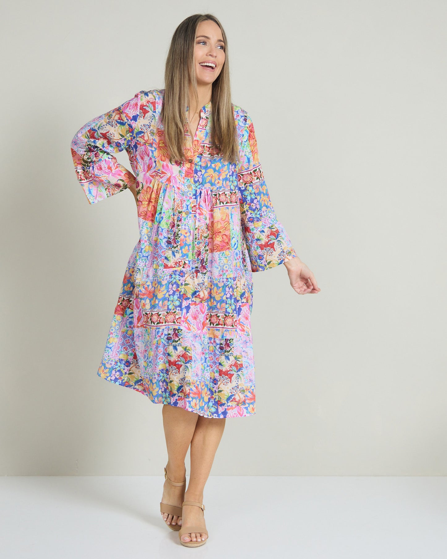 Swanston Cotton Dress - Jewel Patchwork