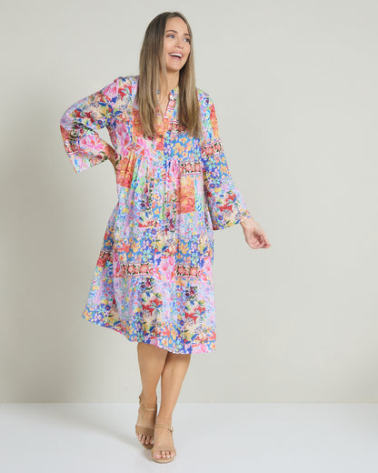 Swanston Cotton Dress - Jewel Patchwork