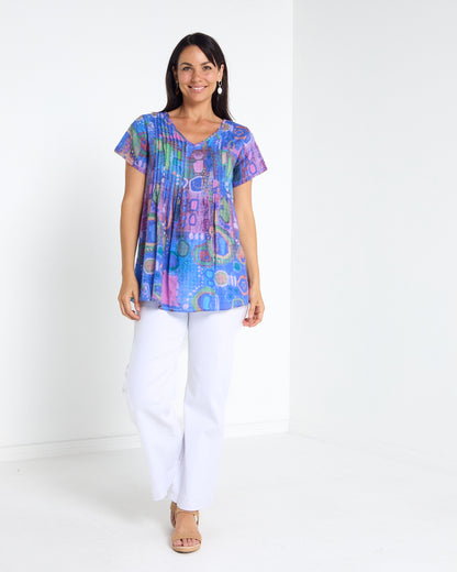 Carmody Cotton Pintuck Top - Violet Mirage