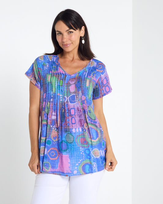 Carmody Cotton Pintuck Top - Violet Mirage