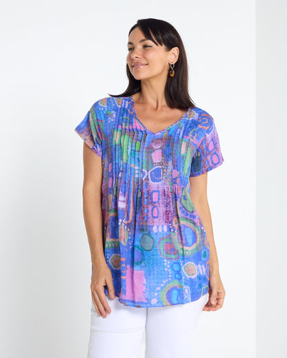 Carmody Cotton Pintuck Top - Violet Mirage