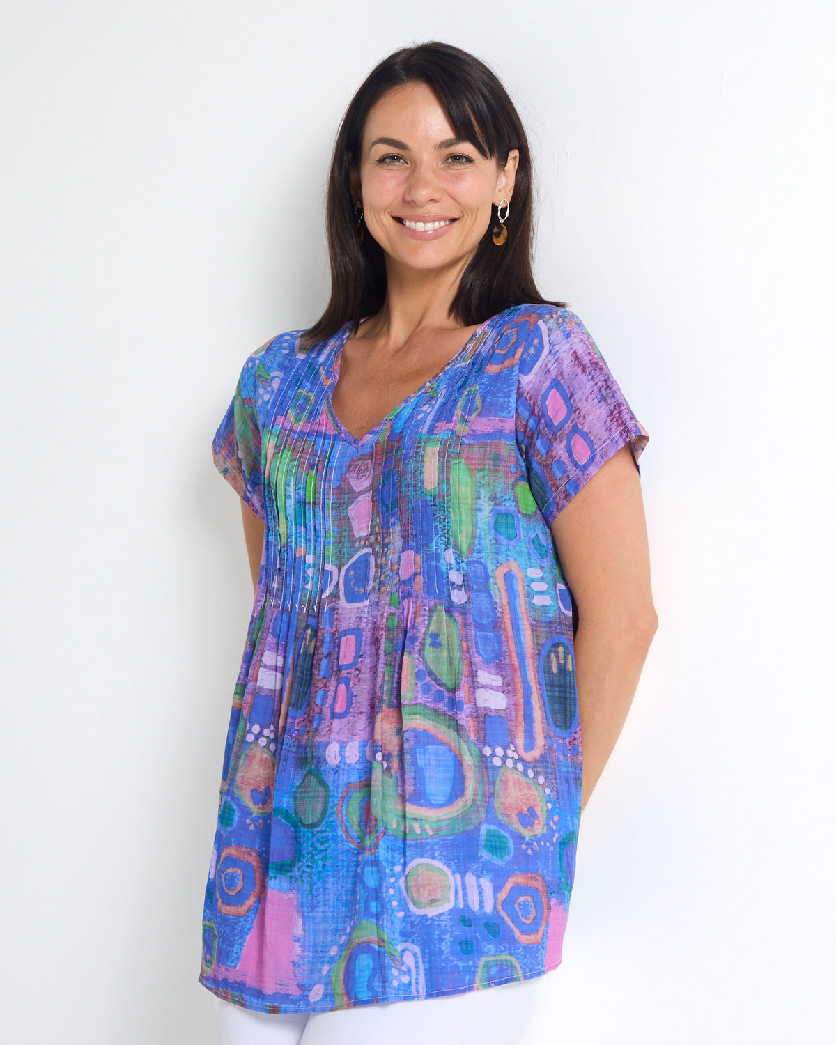 Carmody Cotton Pintuck Top - Violet Mirage