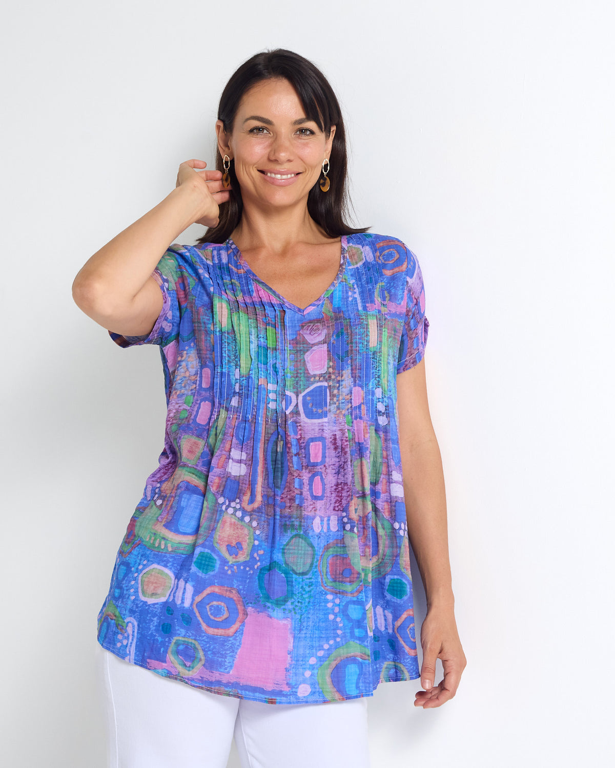 Carmody Cotton Pintuck Top - Violet Mirage