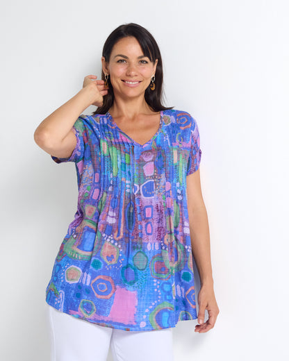 Carmody Cotton Pintuck Top - Violet Mirage