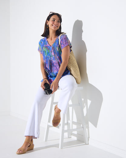 Carmody Cotton Pintuck Top - Violet Mirage