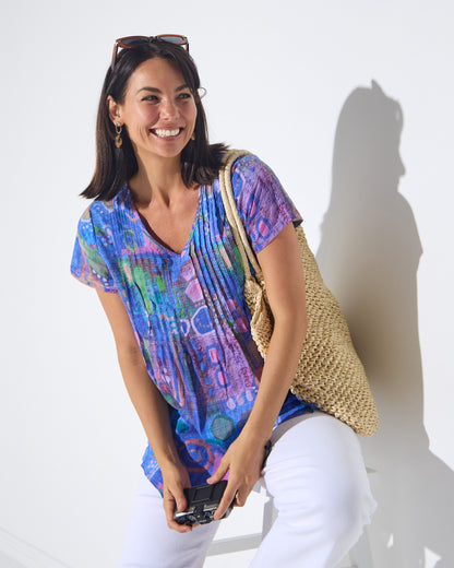 Carmody Cotton Pintuck Top - Violet Mirage