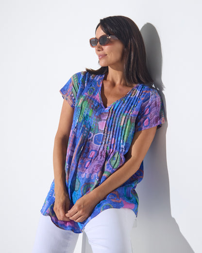 Carmody Cotton Pintuck Top - Violet Mirage