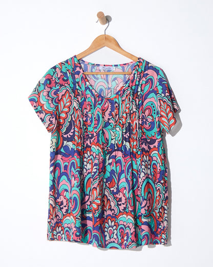 Carmody Cotton Pintuck Top - Paradise Paisley