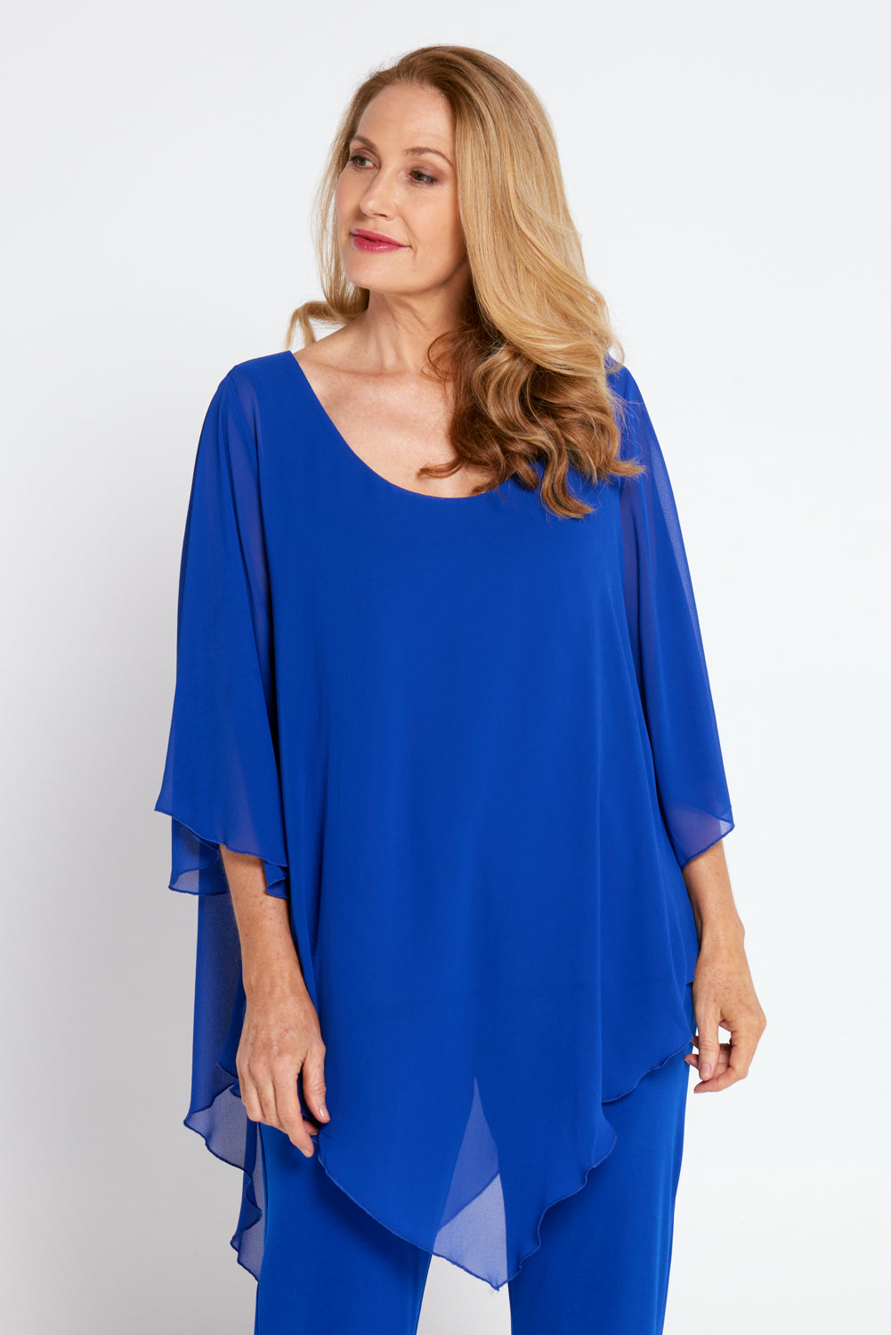 Navy blue cheap chiffon top