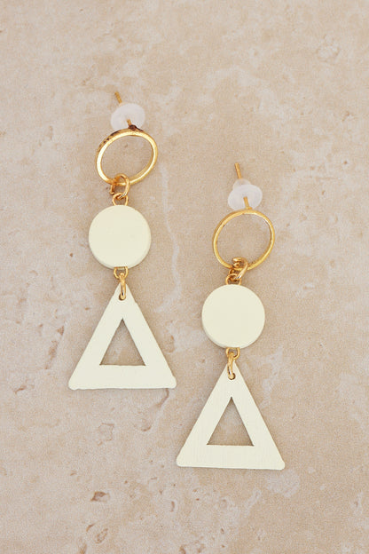 Geometric Style Earrings - Gold/White