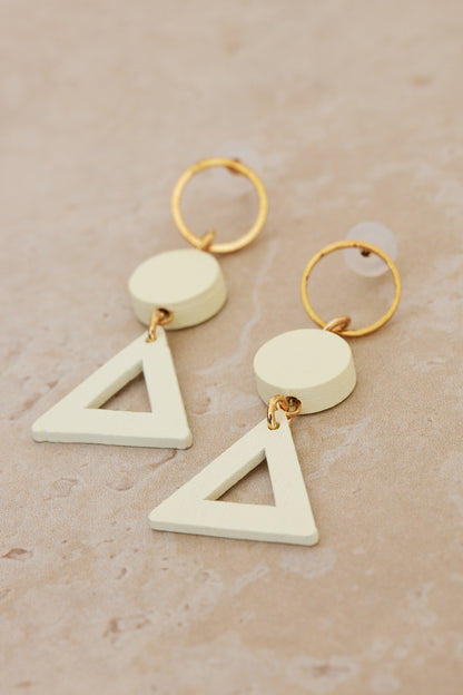 Geometric Style Earrings - Gold/White