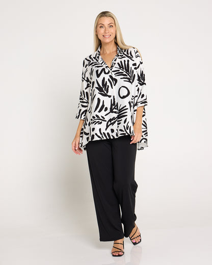 Giselle Shirt - Black/White Botanical