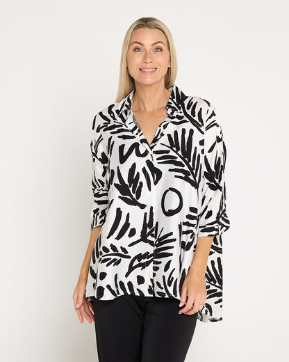 Giselle Shirt - Black/White Botanical