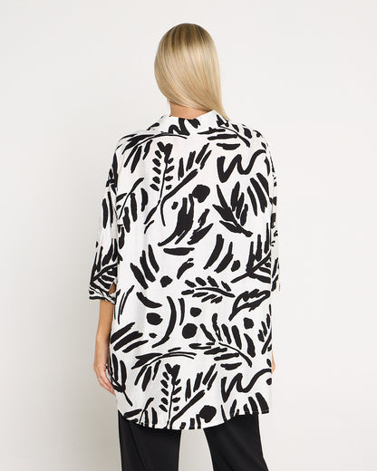 Giselle Shirt - Black/White Botanical