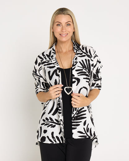 Giselle Shirt - Black/White Botanical