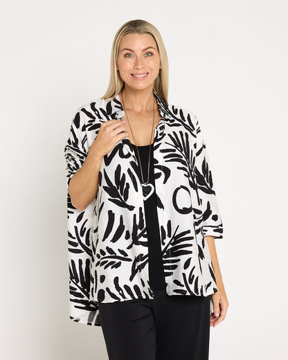 Giselle Shirt - Black/White Botanical