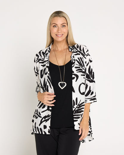 Giselle Shirt - Black/White Botanical