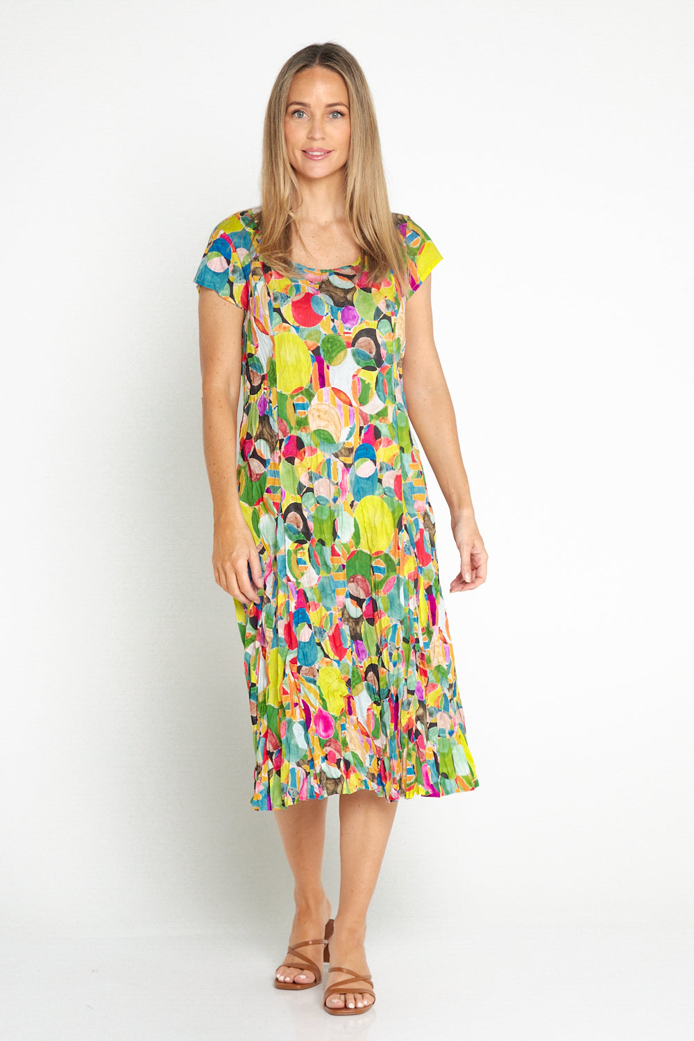 Grace Cotton Dress - Rainbow Spots