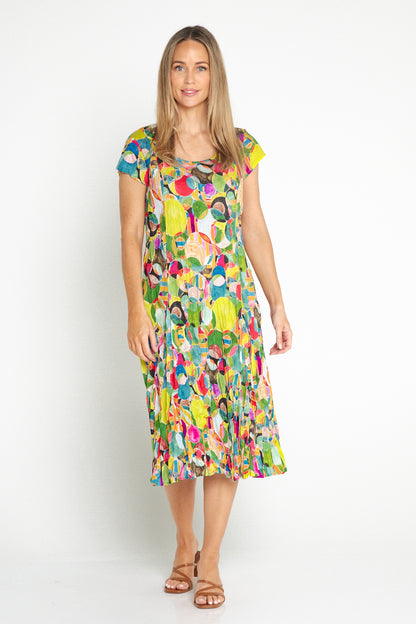 Grace Cotton Dress - Rainbow Spots