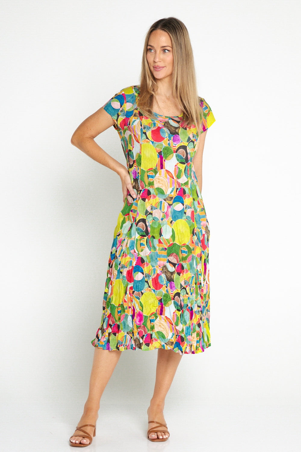 Grace Cotton Dress - Rainbow Spots