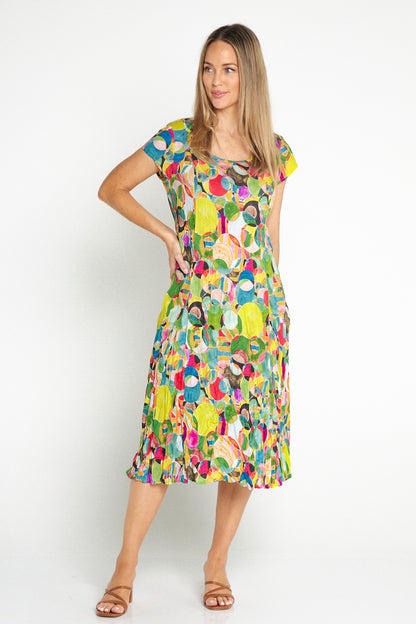 Grace Cotton Dress - Rainbow Spots