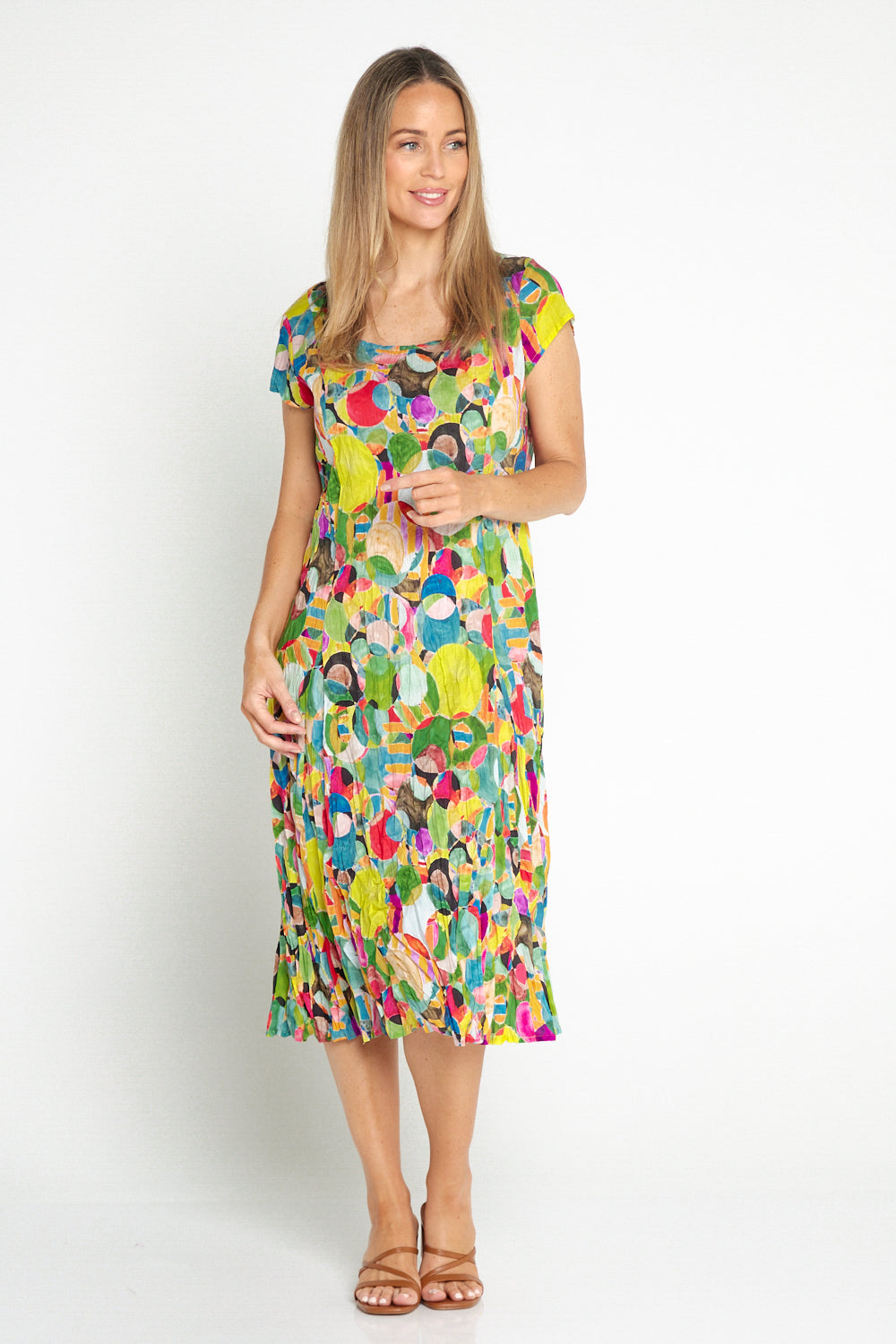 Grace Cotton Dress - Rainbow Spots