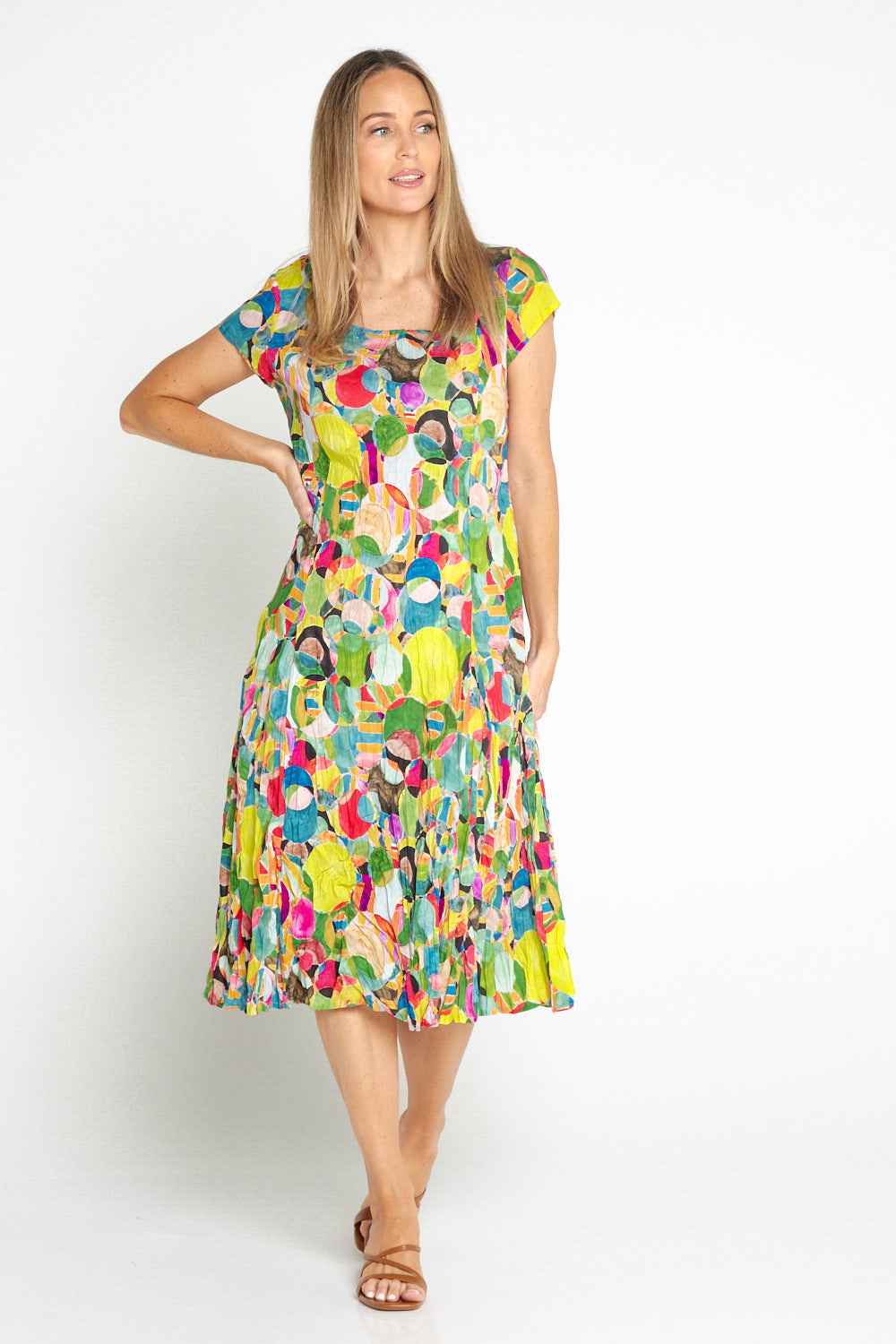 Grace Cotton Dress - Rainbow Spots
