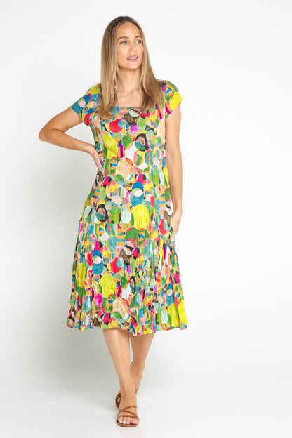 Grace Cotton Dress - Rainbow Spots