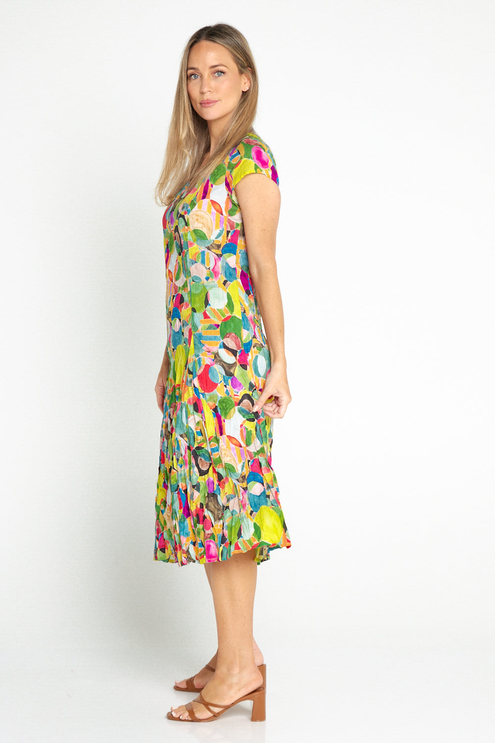 Grace Cotton Dress - Rainbow Spots