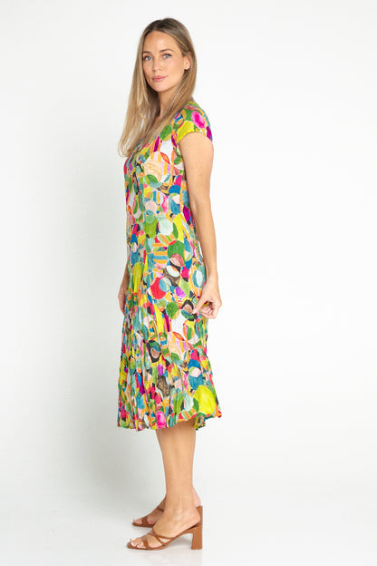 Grace Cotton Dress - Rainbow Spots