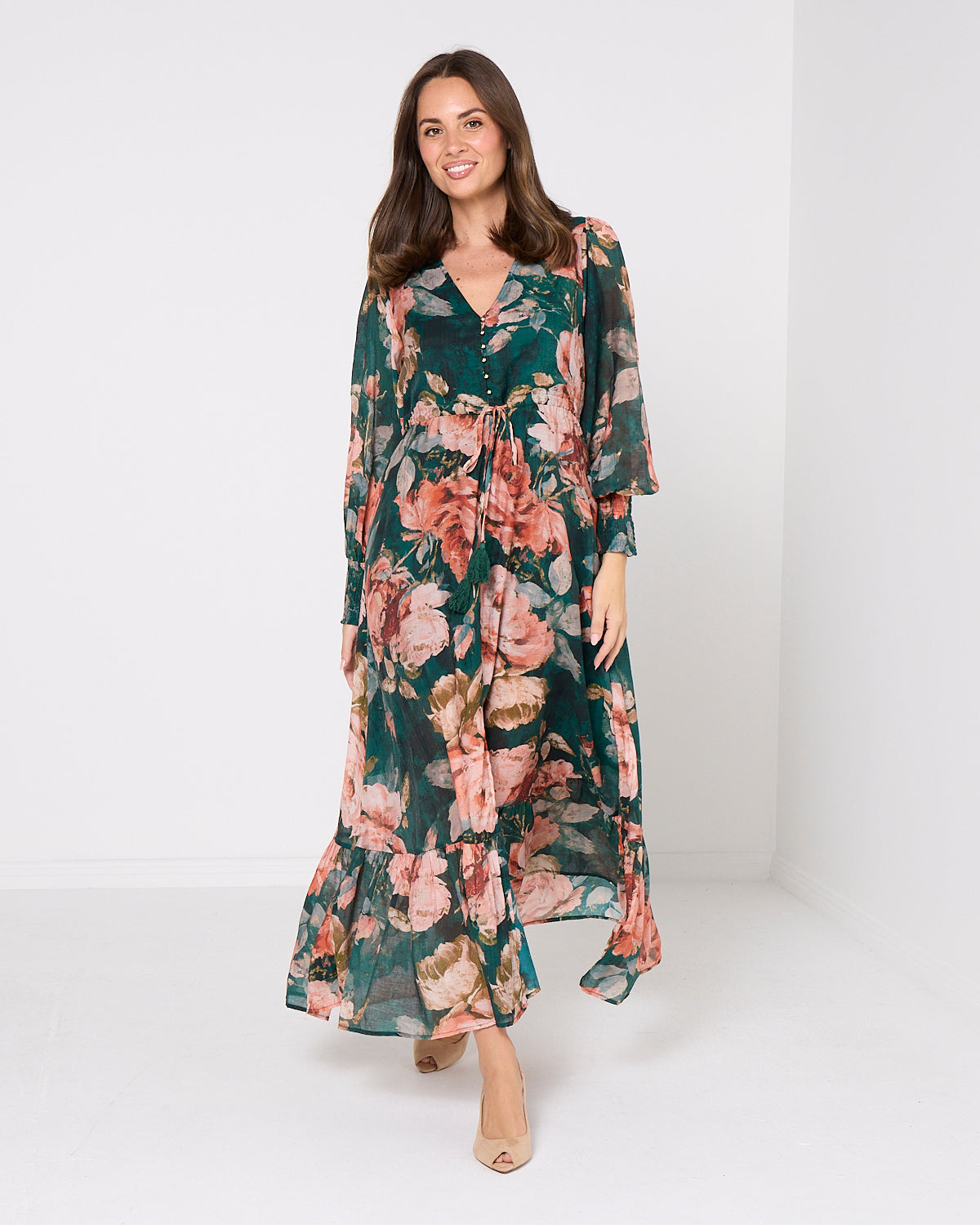 Willow Maxi Dress - Emerald Bloom
