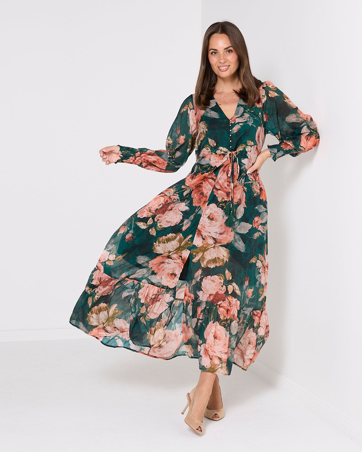 Willow Maxi Dress - Emerald Bloom