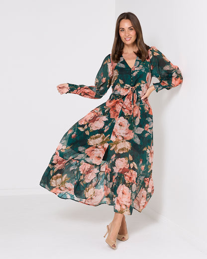Willow Maxi Dress - Emerald Bloom