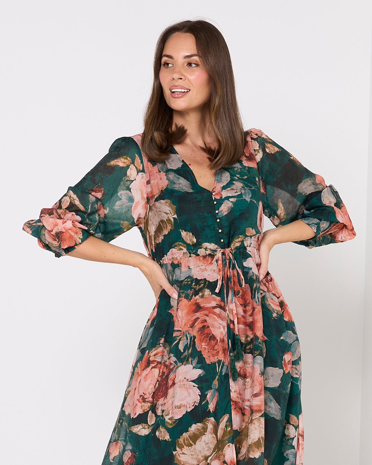 Willow Maxi Dress - Emerald Bloom