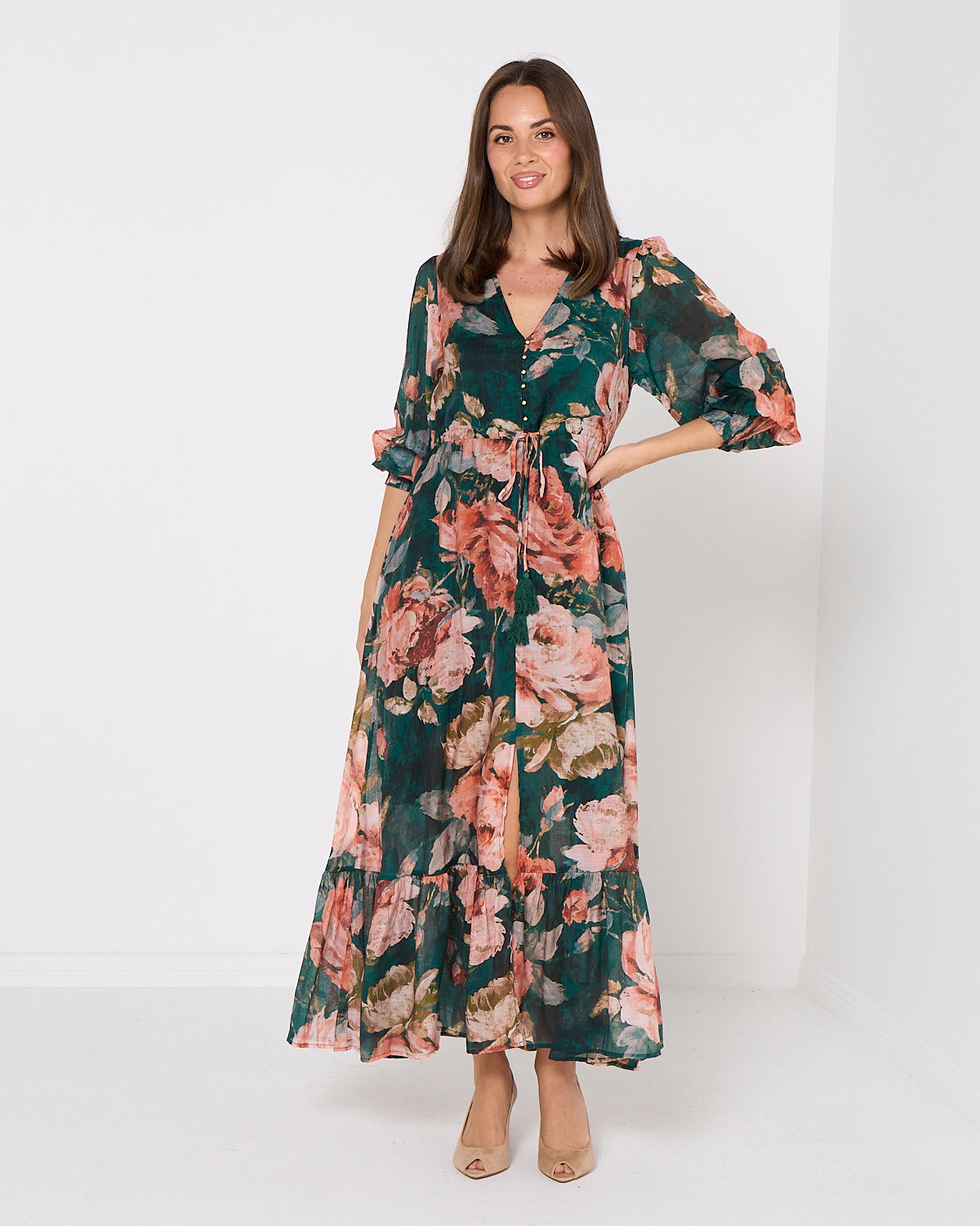 Willow Maxi Dress - Emerald Bloom