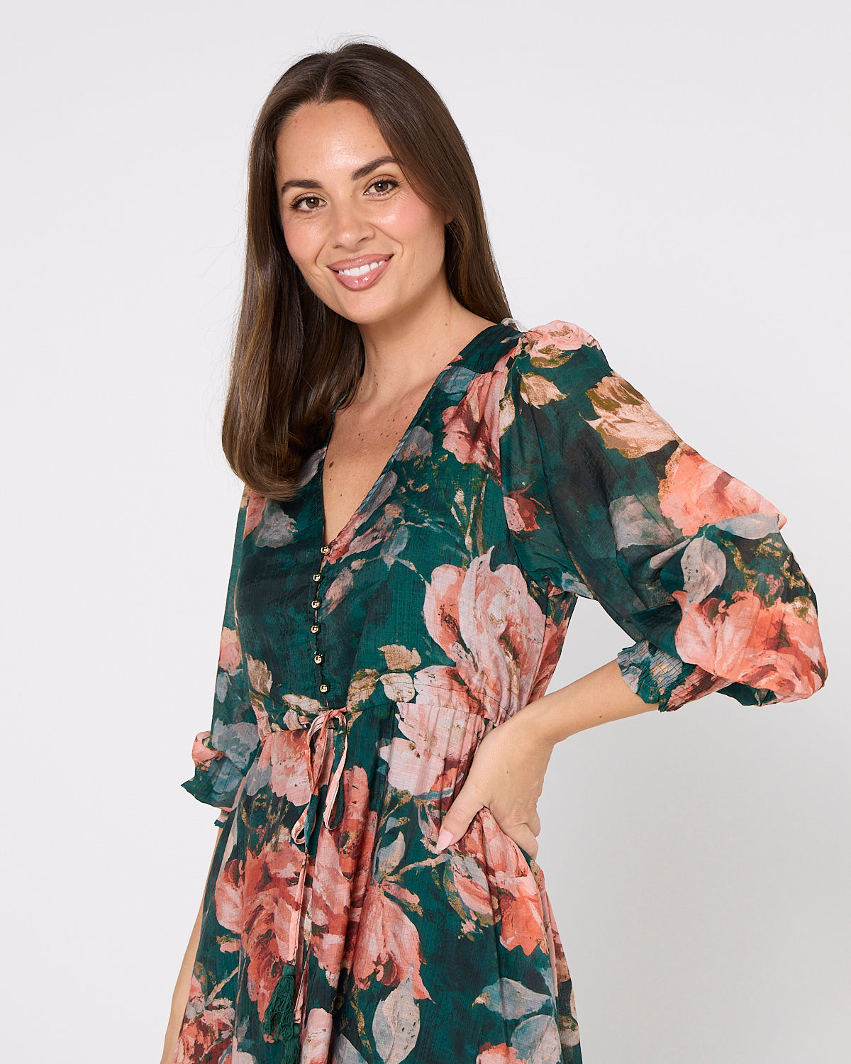 Willow Maxi Dress - Emerald Bloom